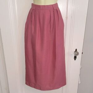 Vintage 80s Corporate Woman Brand Pink Straight Pencil Fully Lined Midi Skirt